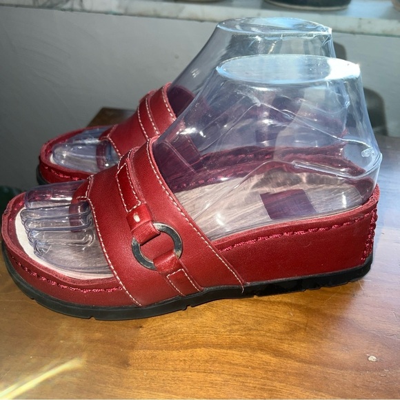 American Eagle Sandals Womens 5M Red Leather Vintage Platform Flip Flop Thong - Picture 5 of 11